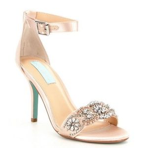 Gina Jeweled Printed Ankle Strap Dress Sandals